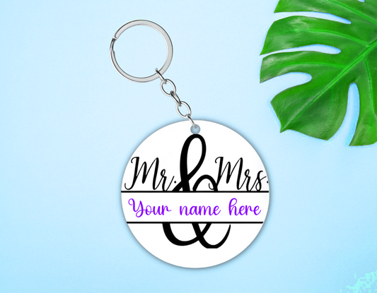 "Mr. & Mrs. Name" Keychain