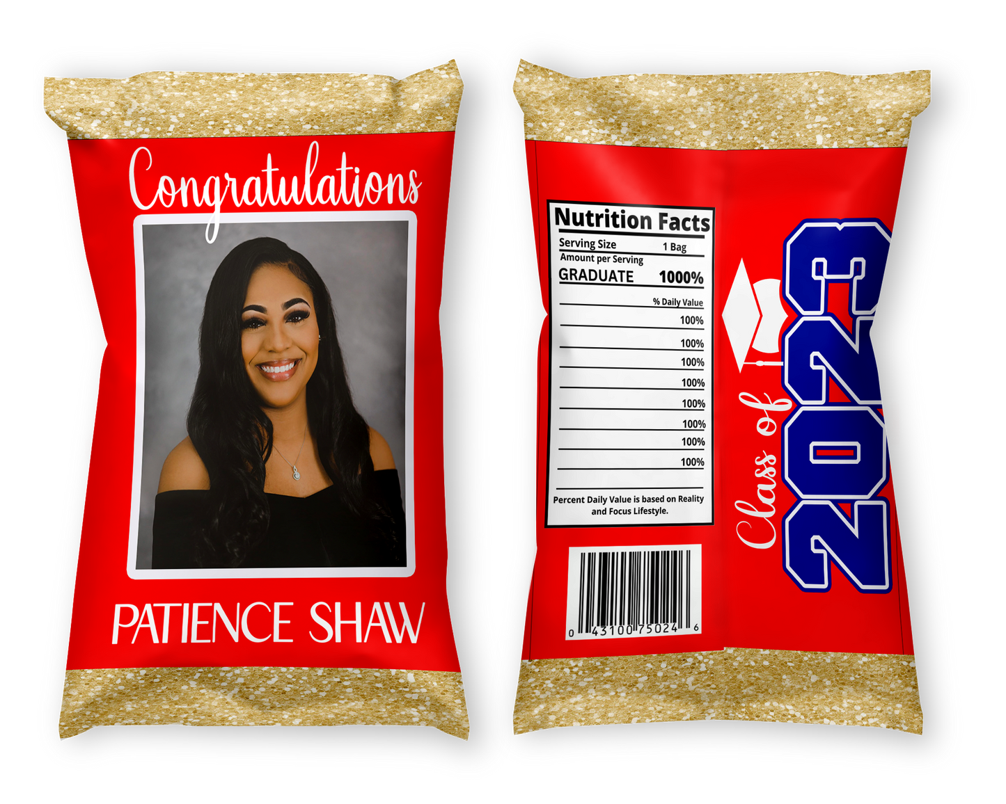 A Dozen Custom "Grad Portrait Designed" Party Chips