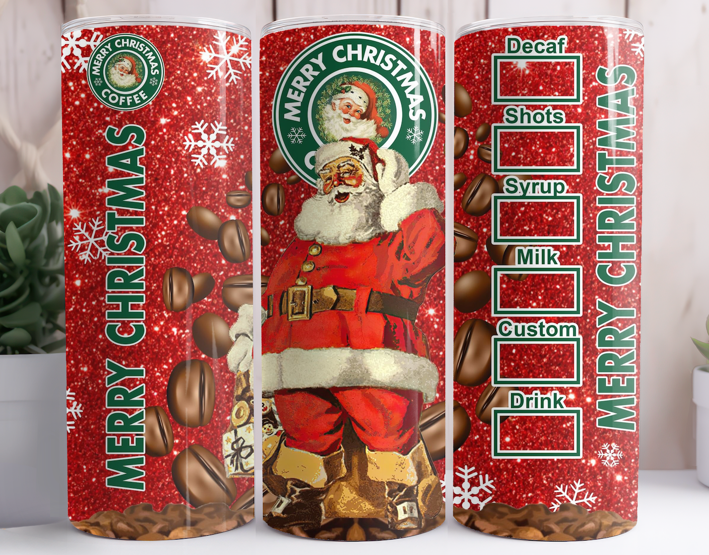 Santa Starbucks Styled Tumbler