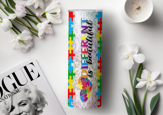 "Different Is Beautiful" Autism Honoring Tumbler