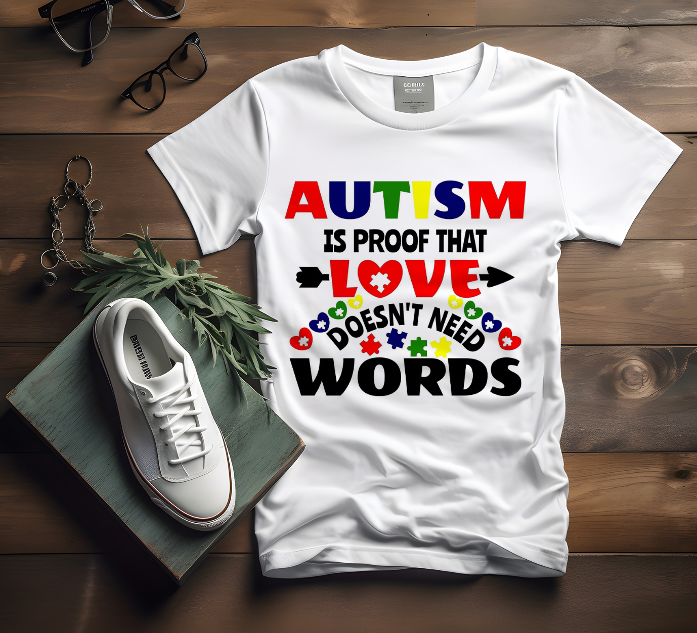 "Love Doesnt Need Words" Autism Honouring Tshirt