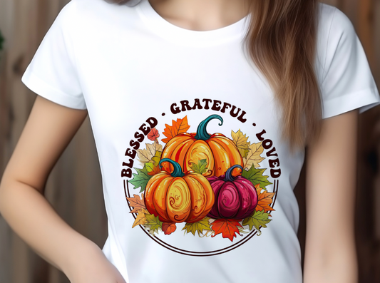 "Blessed,Grateful & Loved" Fall Tshirt