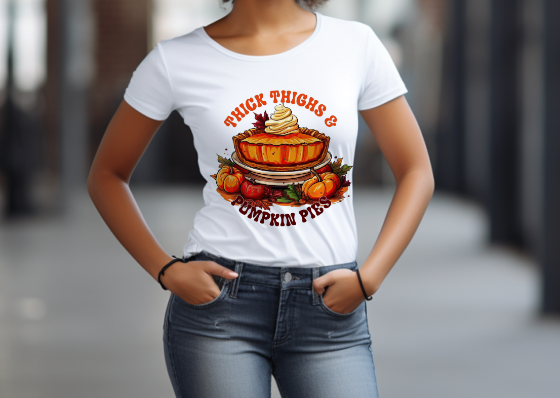 "Thick Thighs & Pumpkin Pies" Fall Tshirt