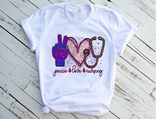 "Peace,Love,Nursing" Tshirt