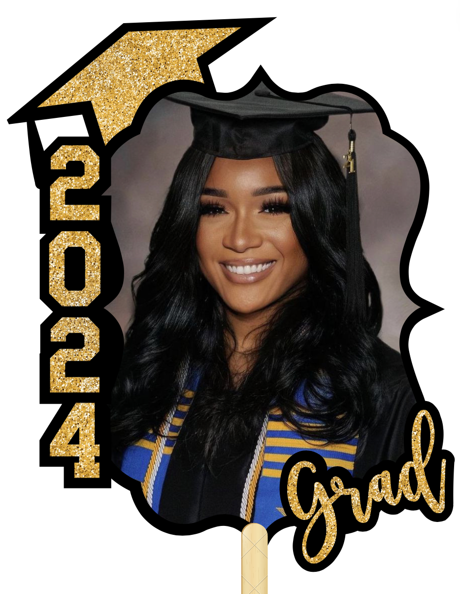 Custom Glitter "Big Head" Grad Fan