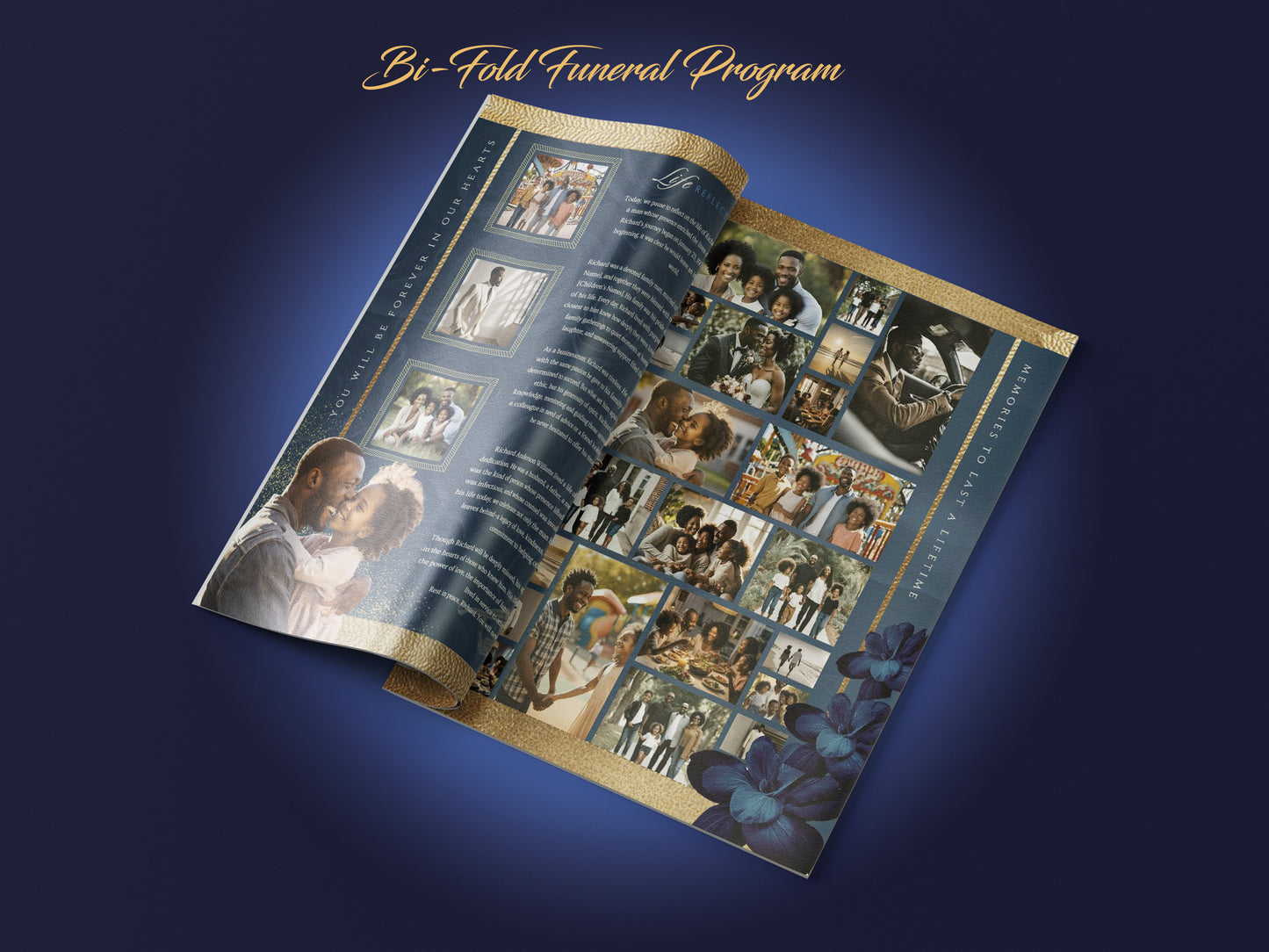 Navy Gold Funeral Programs