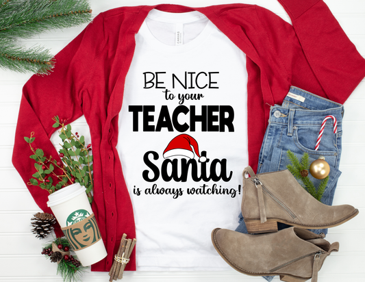 "Be Nice" Teachers Christmas Tshirt