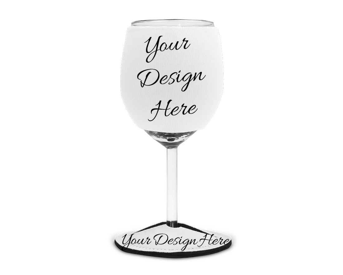 YOUR Custom Wine Glass and Coaster Wrap Set