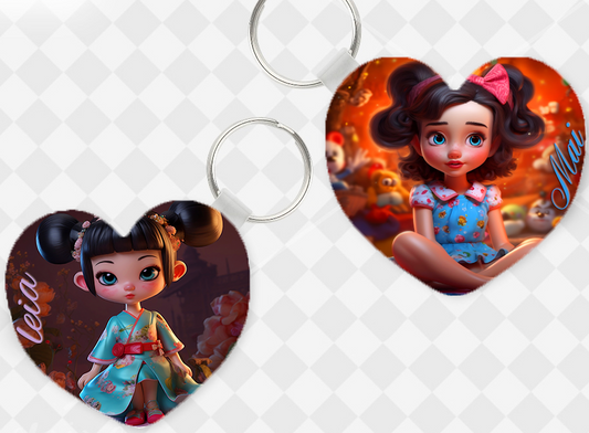 Custom Asian & Brunette Character Keychains