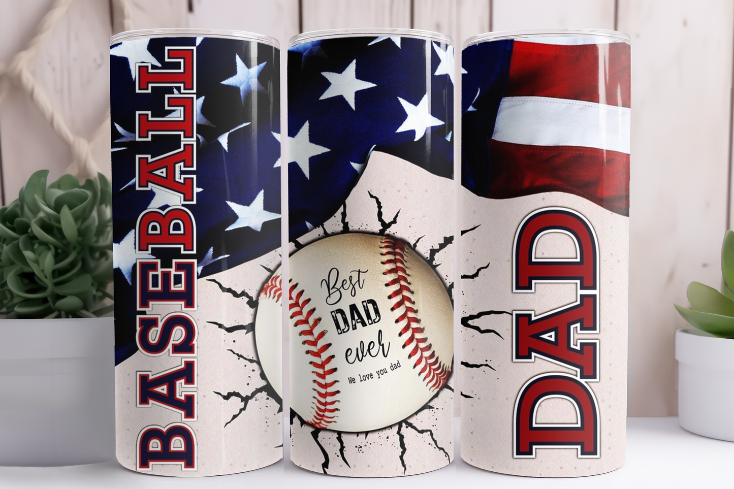 Baseball Dad Flag Tumbler