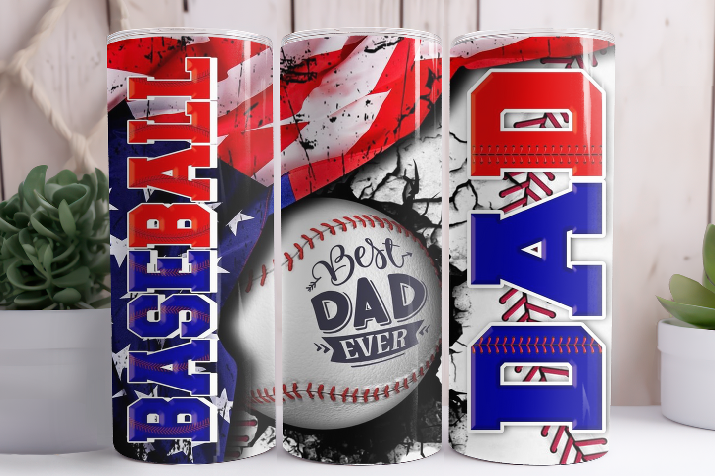 Baseball Dad Flag Tumbler