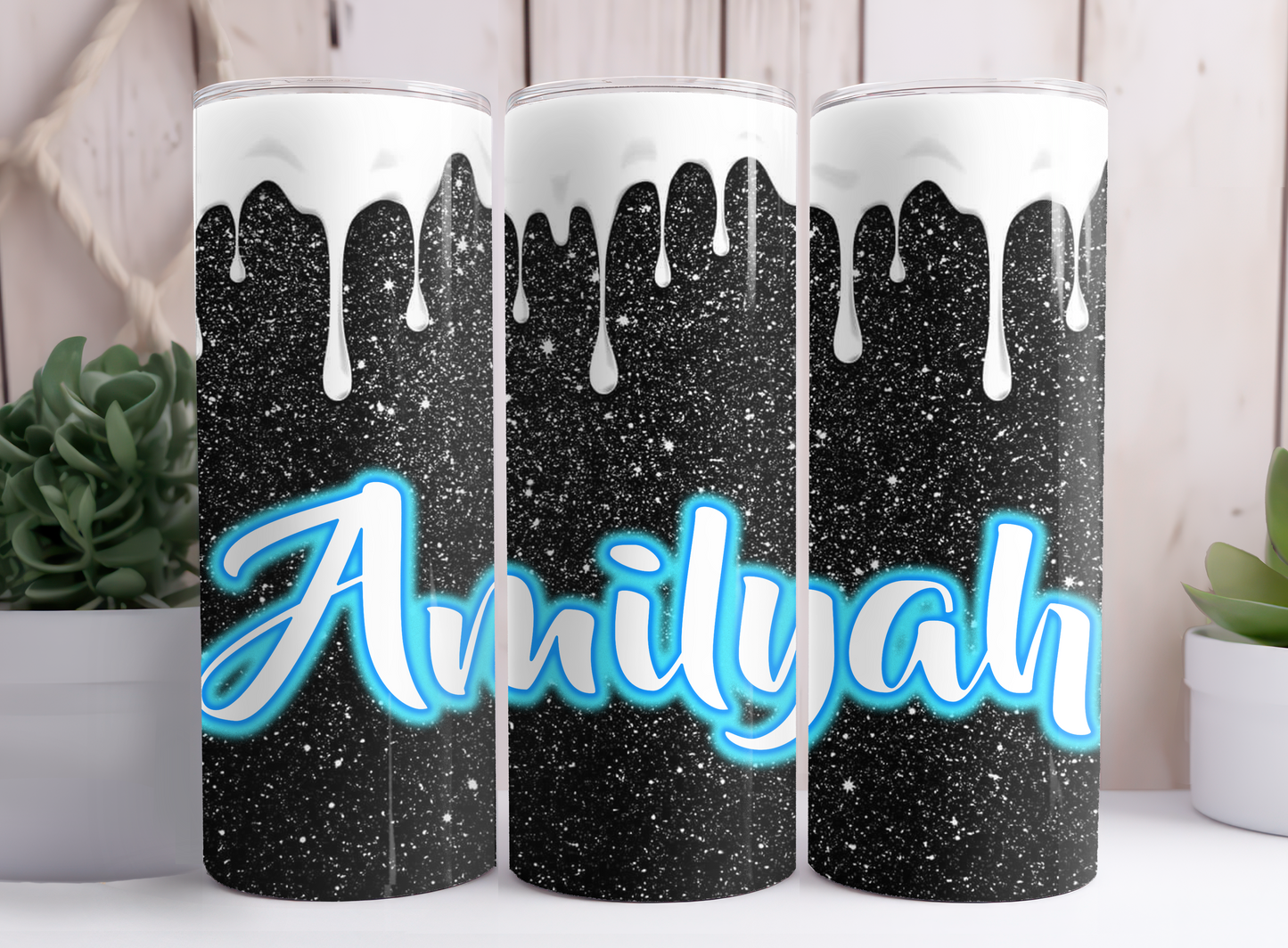 Custom White & Black Slime Tumbler