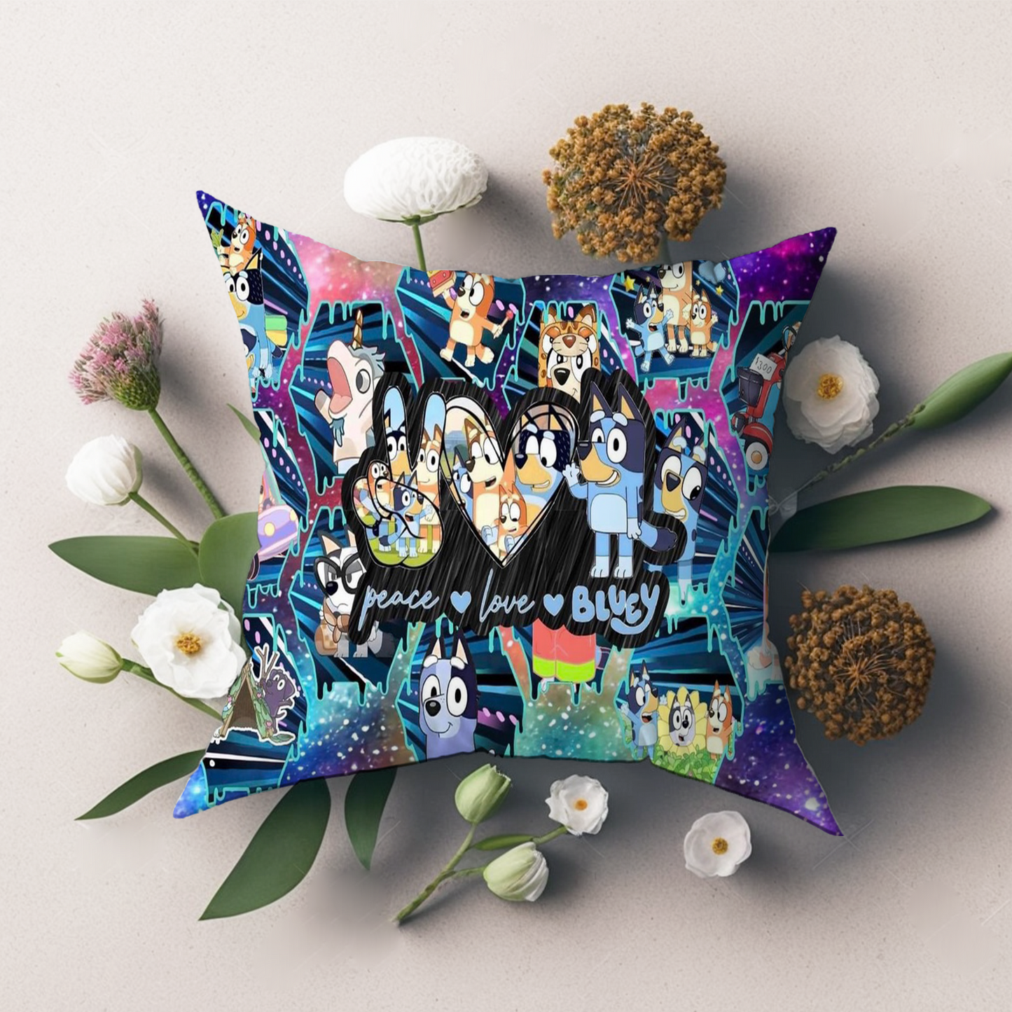 Blue Collage Pillow