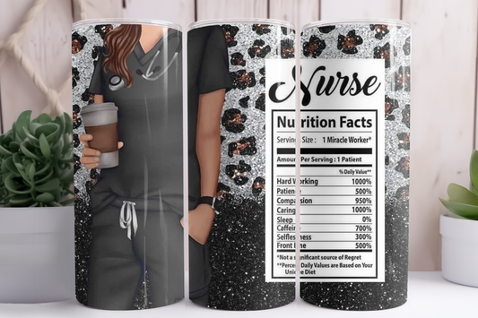 Black Cheetah Nurse Tumbler