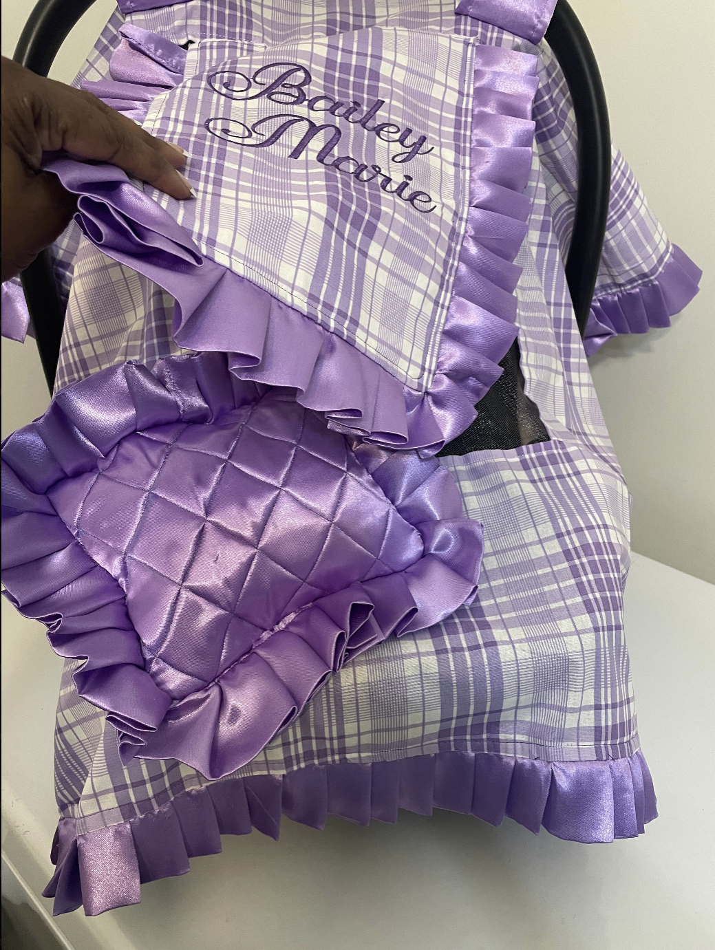Purple Lilac, Personalized Baby Car Seat Cover