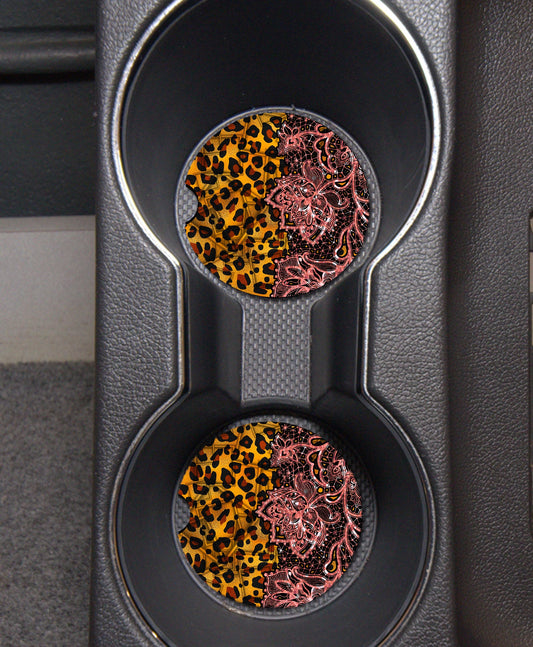 Henna Leopard Designed Car Coaster