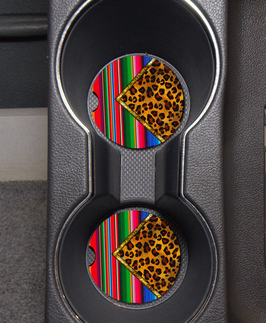 Leopard Print Design Car Coaster