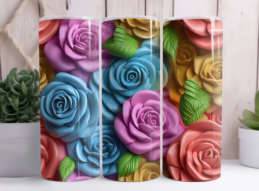 Colourful 3D Floral Tumbler