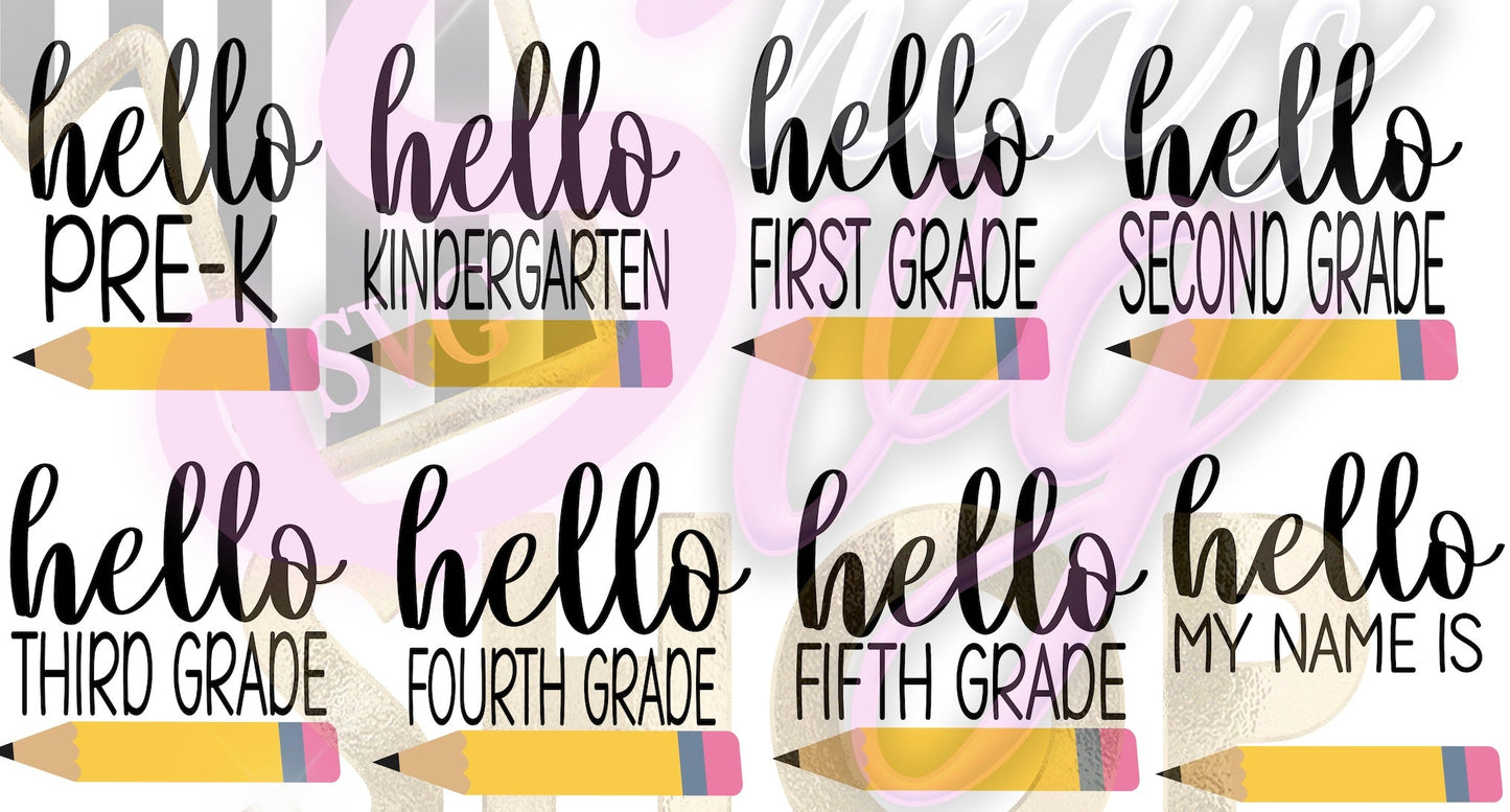 "Hello School Grade" Kids Tshirts