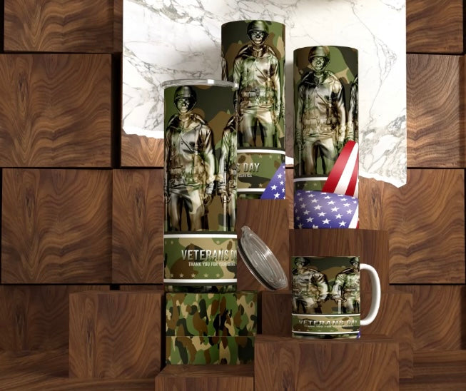 Army Green Veterans Day Tumblers & Mugs