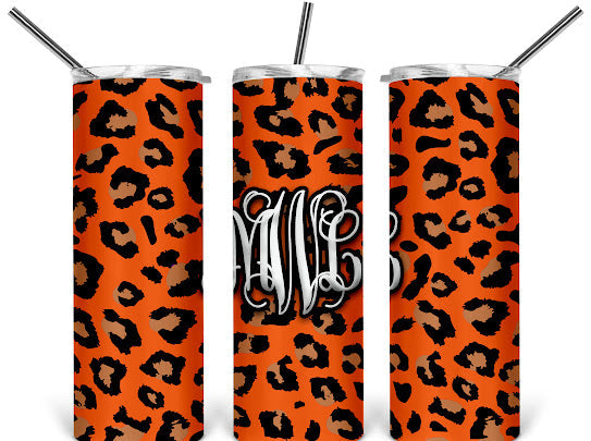 Custom Initials Leopard Print Tumblers