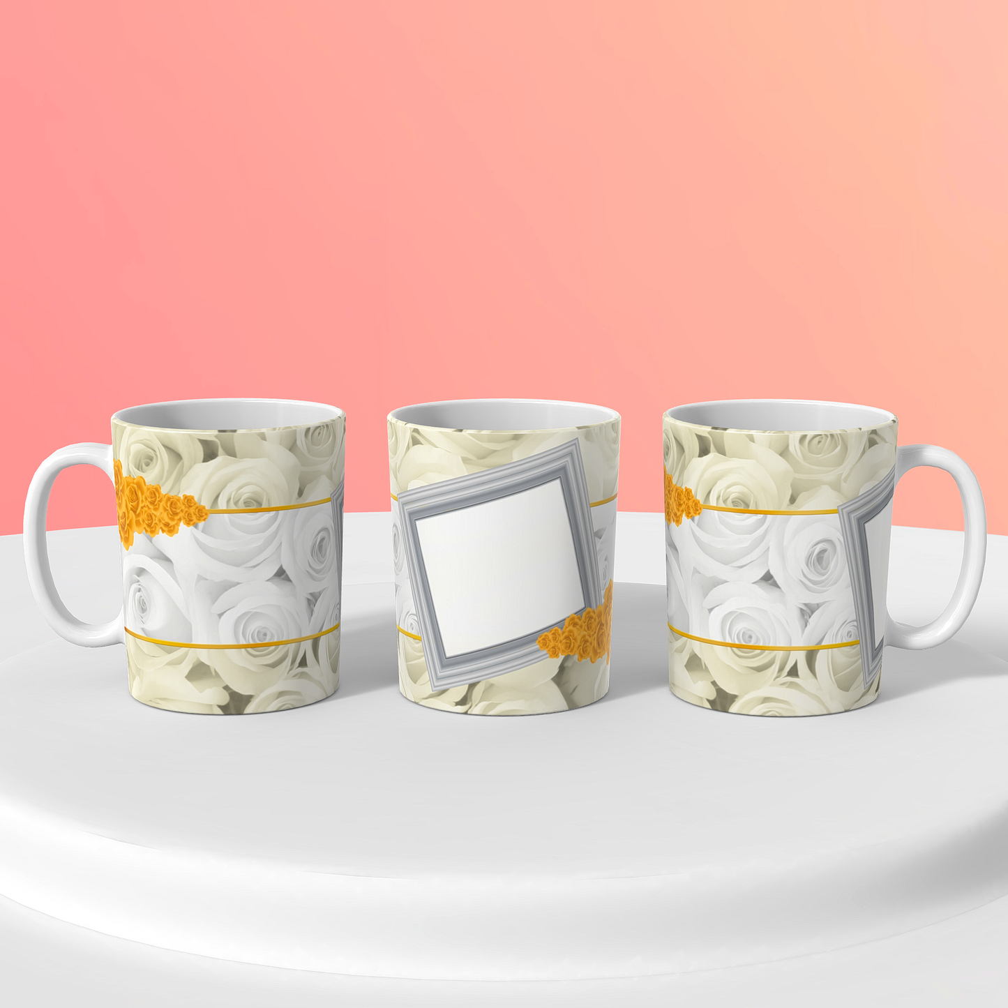 Custom Floral Photo Mugs