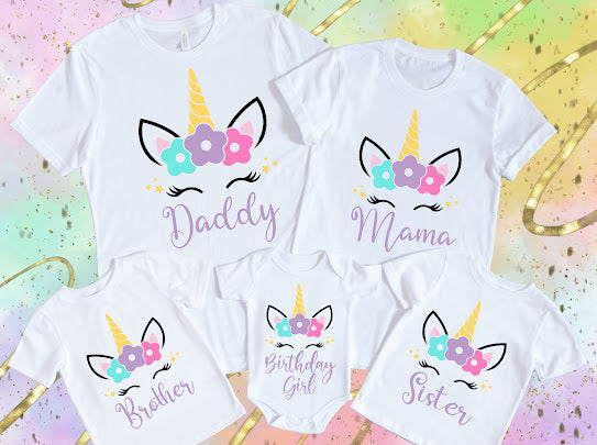 Unicorn, Birthday Family Tshirts