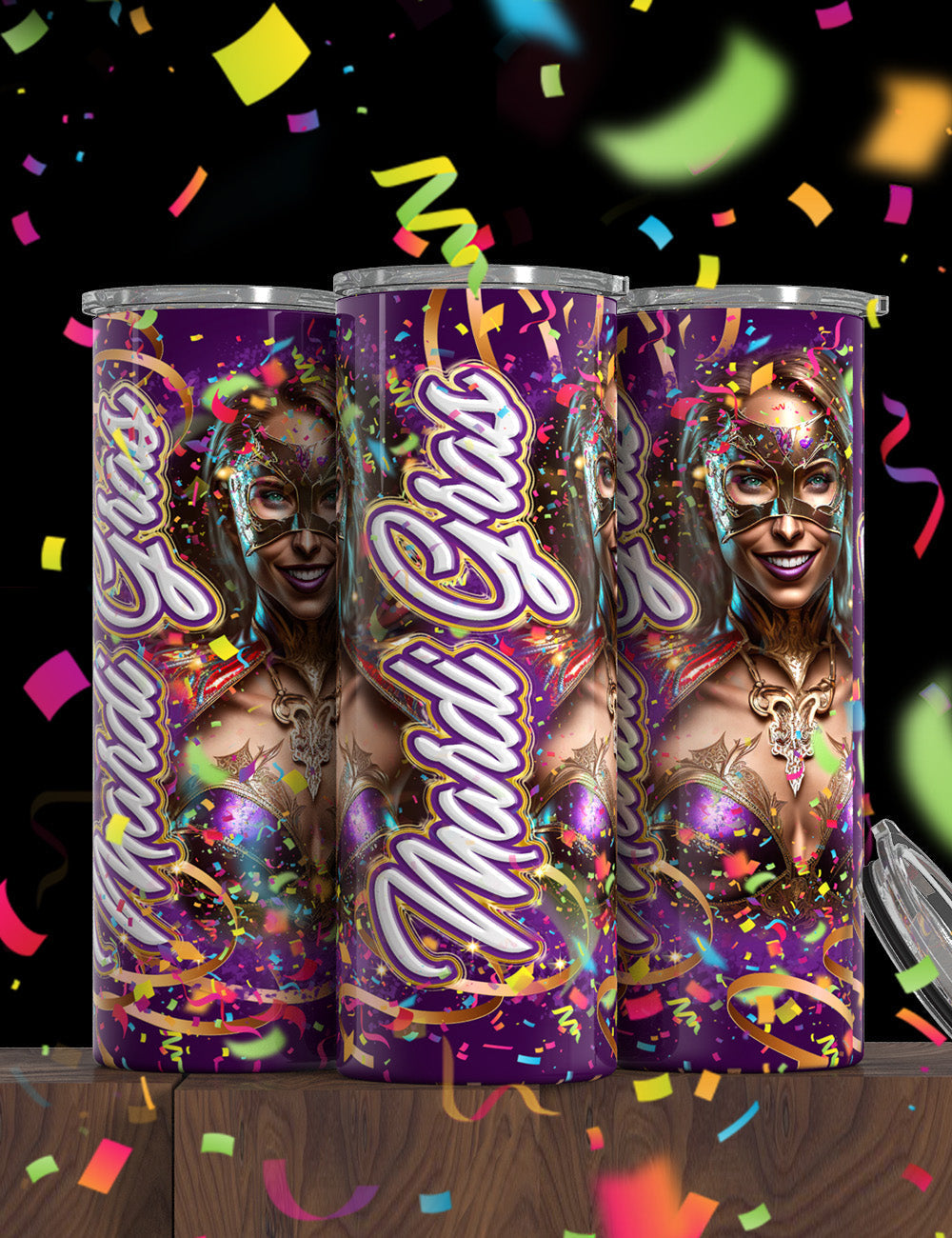 Mardi Gras Themed Tumbler