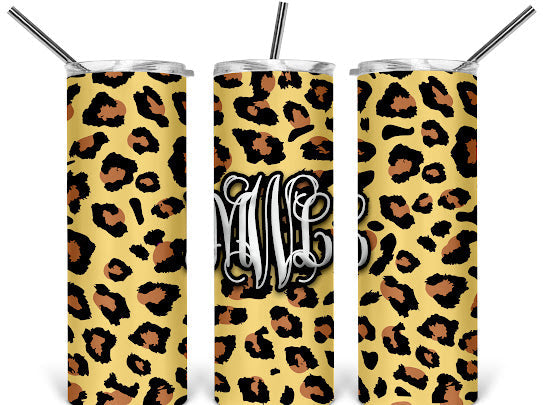 Custom Initials Leopard Print Tumblers