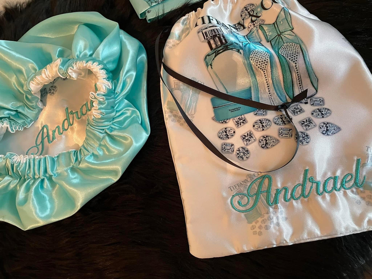 Custom Heels & Perfume Reversible Bag & Bonnet