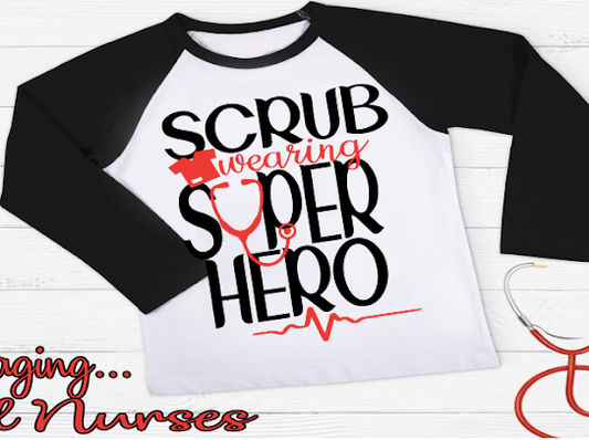 Scrub Wearing Super Hero Long Sleeve Tee