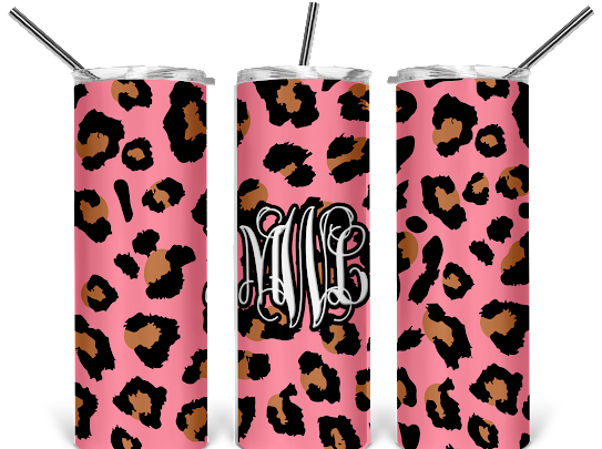 Custom Initials Leopard Print Tumblers