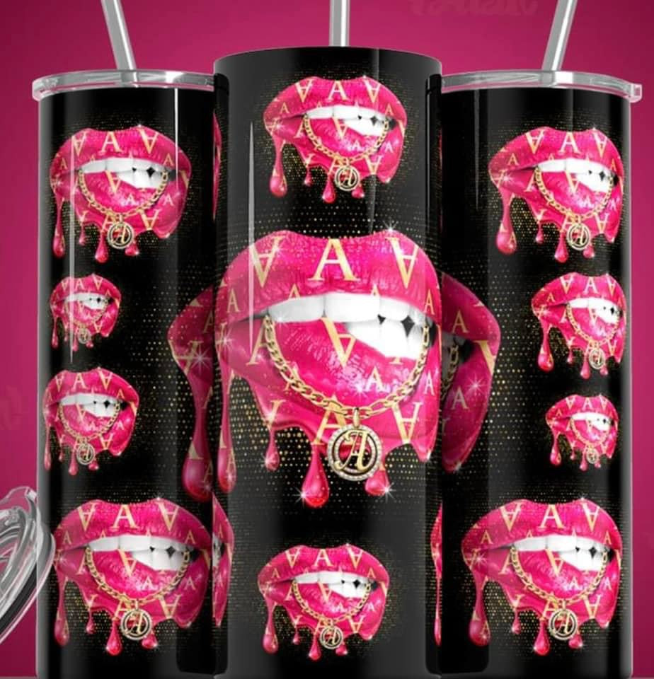 Pink Lettered A Lips Tumbler