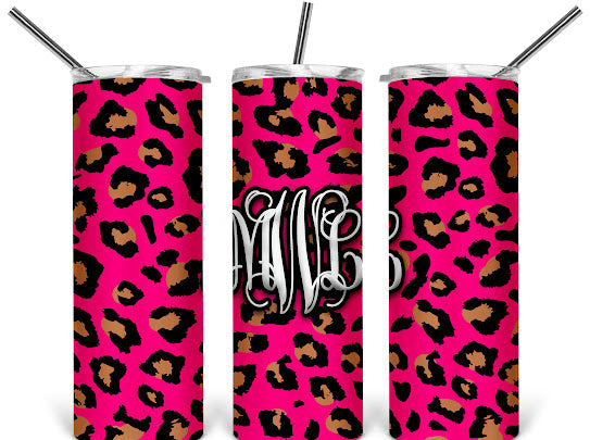 Custom Initials Leopard Print Tumblers