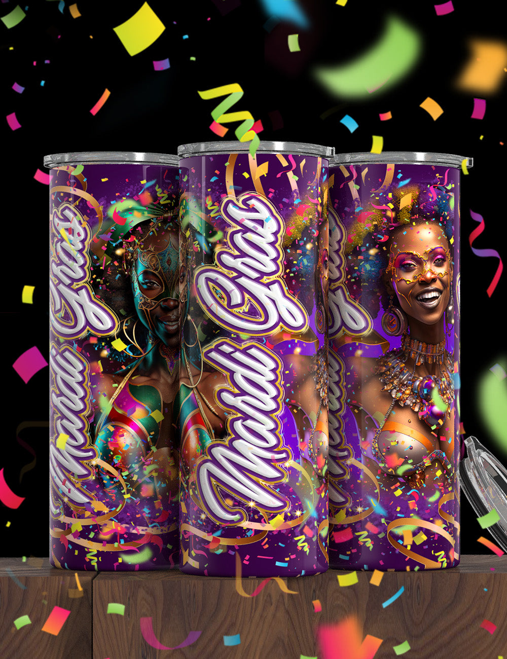 Mardi Gras Themed Tumbler