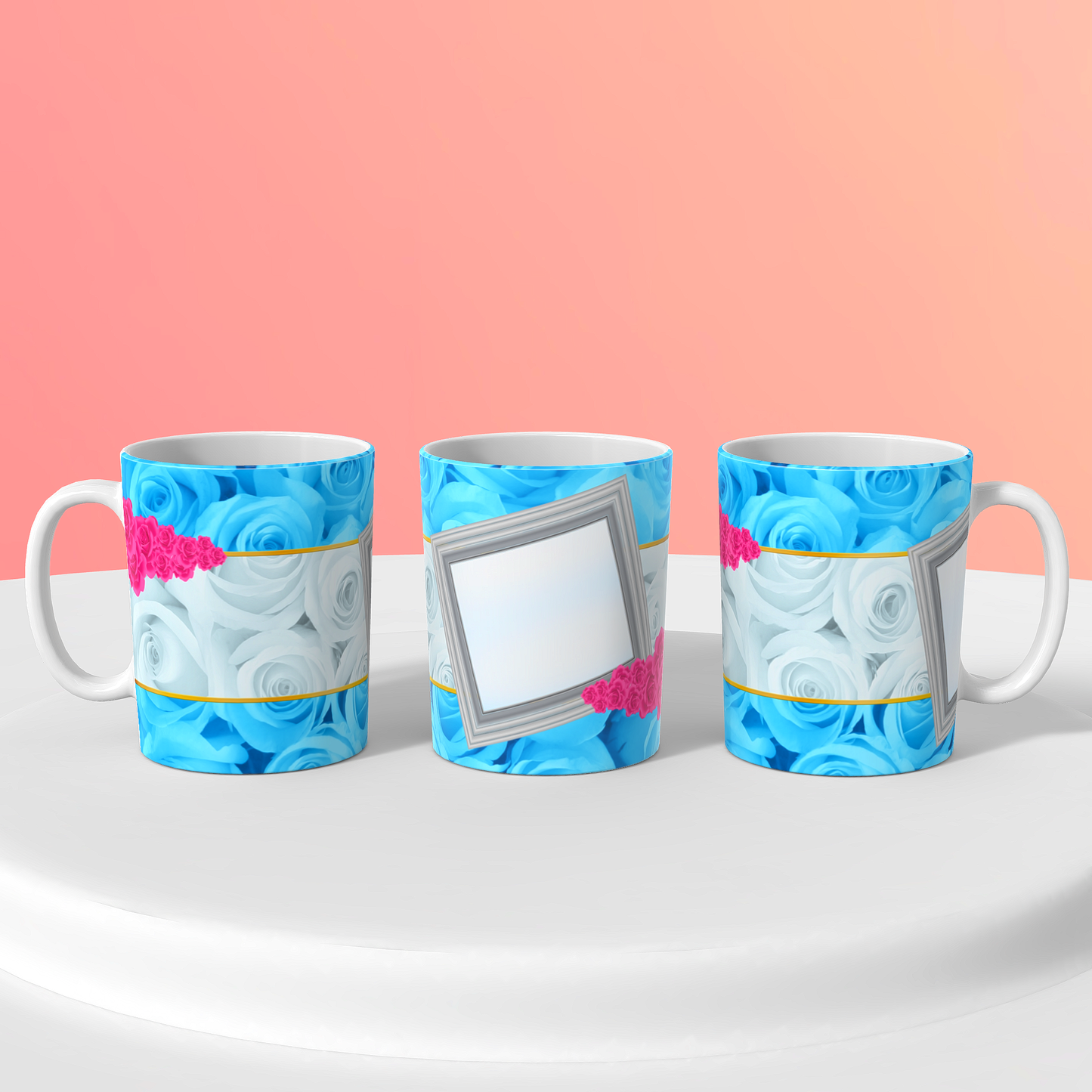 Custom Floral Photo Mugs