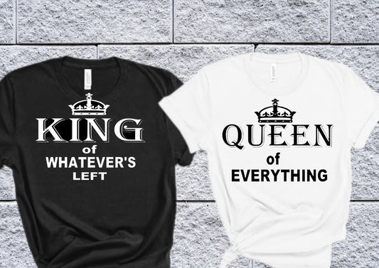 Couples “King, Queen” Matching Tshirt