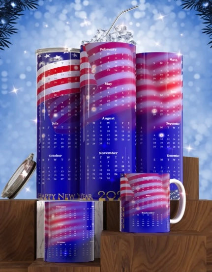 USA Flag Calendar Tumbler & Mug