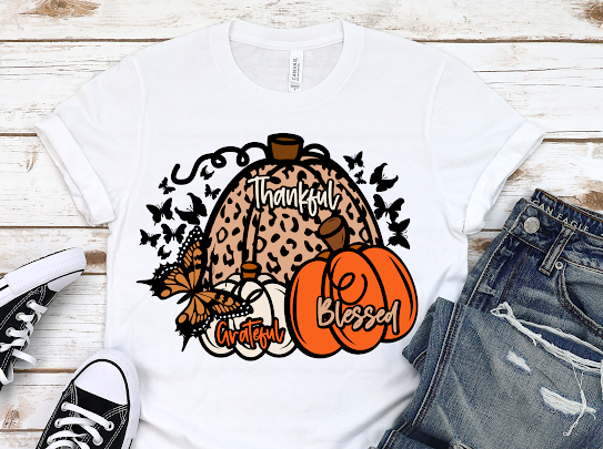 Thankful, Blessed & Grateful” Thanksgiving Tshirt