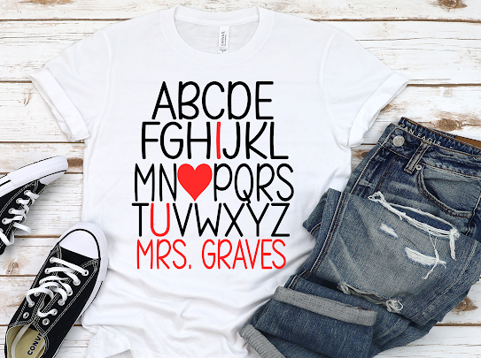 Custom Alphabets Teacher Tshirt