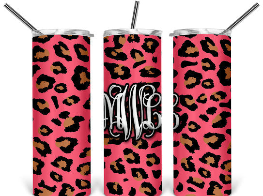 Custom Initials Leopard Print Tumblers