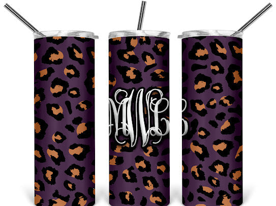 Custom Initials Leopard Print Tumblers