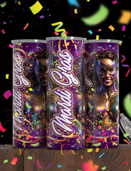 Mardi Gras Themed Tumbler