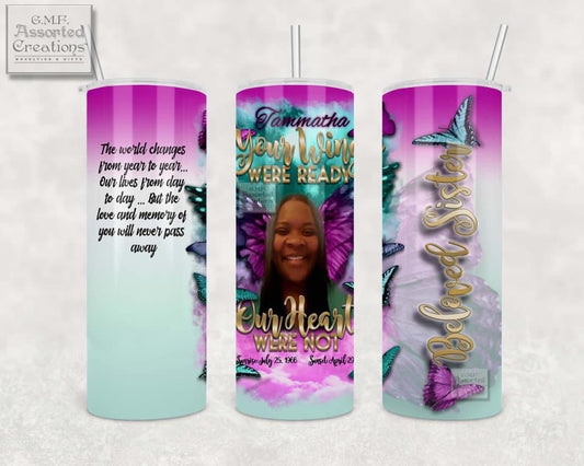 Custom Butterfly Memorial Tumbler