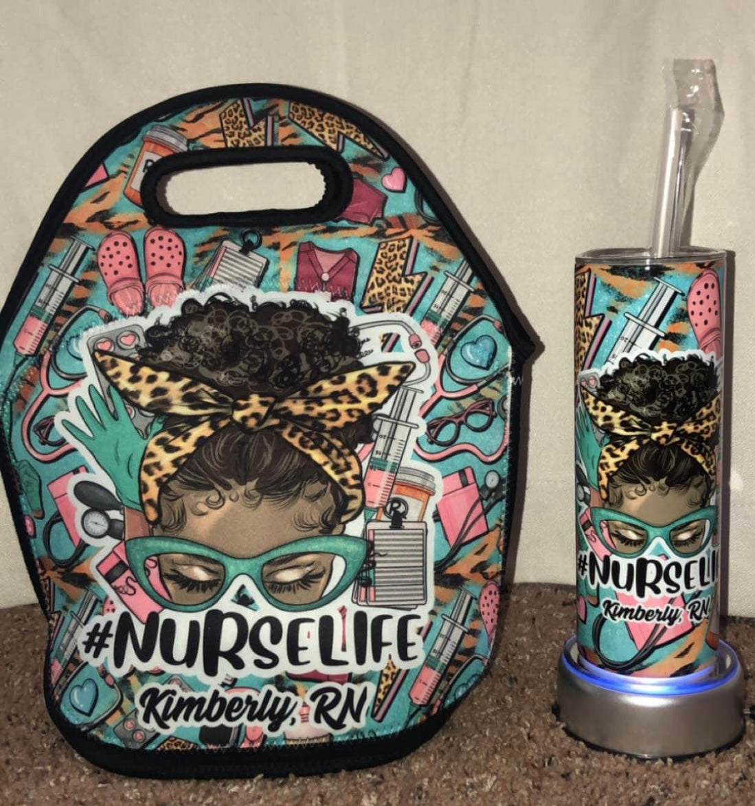 Custom Nurse Lunch Tote & Tumbler Set