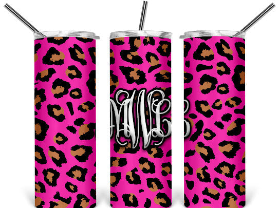 Custom Initials Leopard Print Tumblers