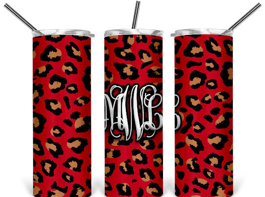 Custom Initials Leopard Print Tumblers