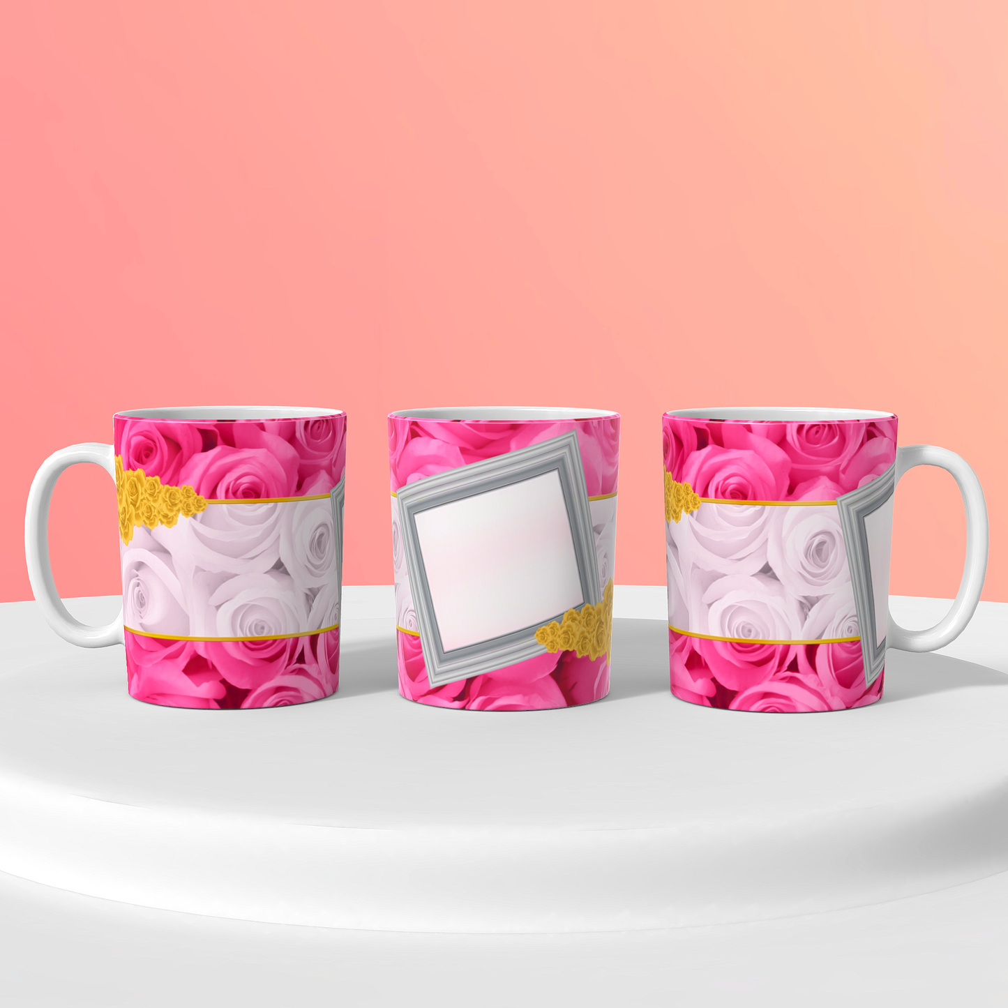 Custom Floral Photo Mugs