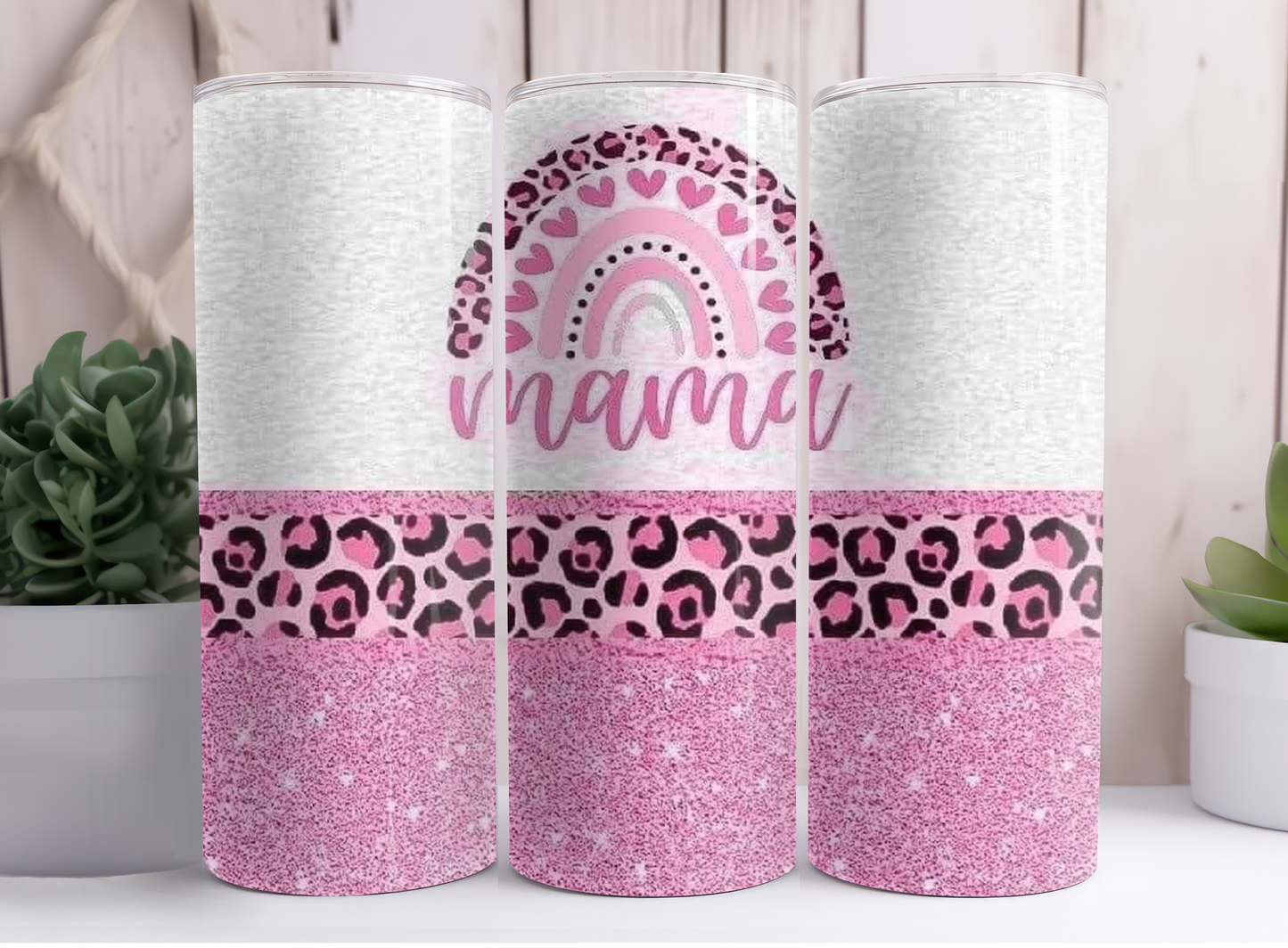 Mama Glitter Leopard Tumblers