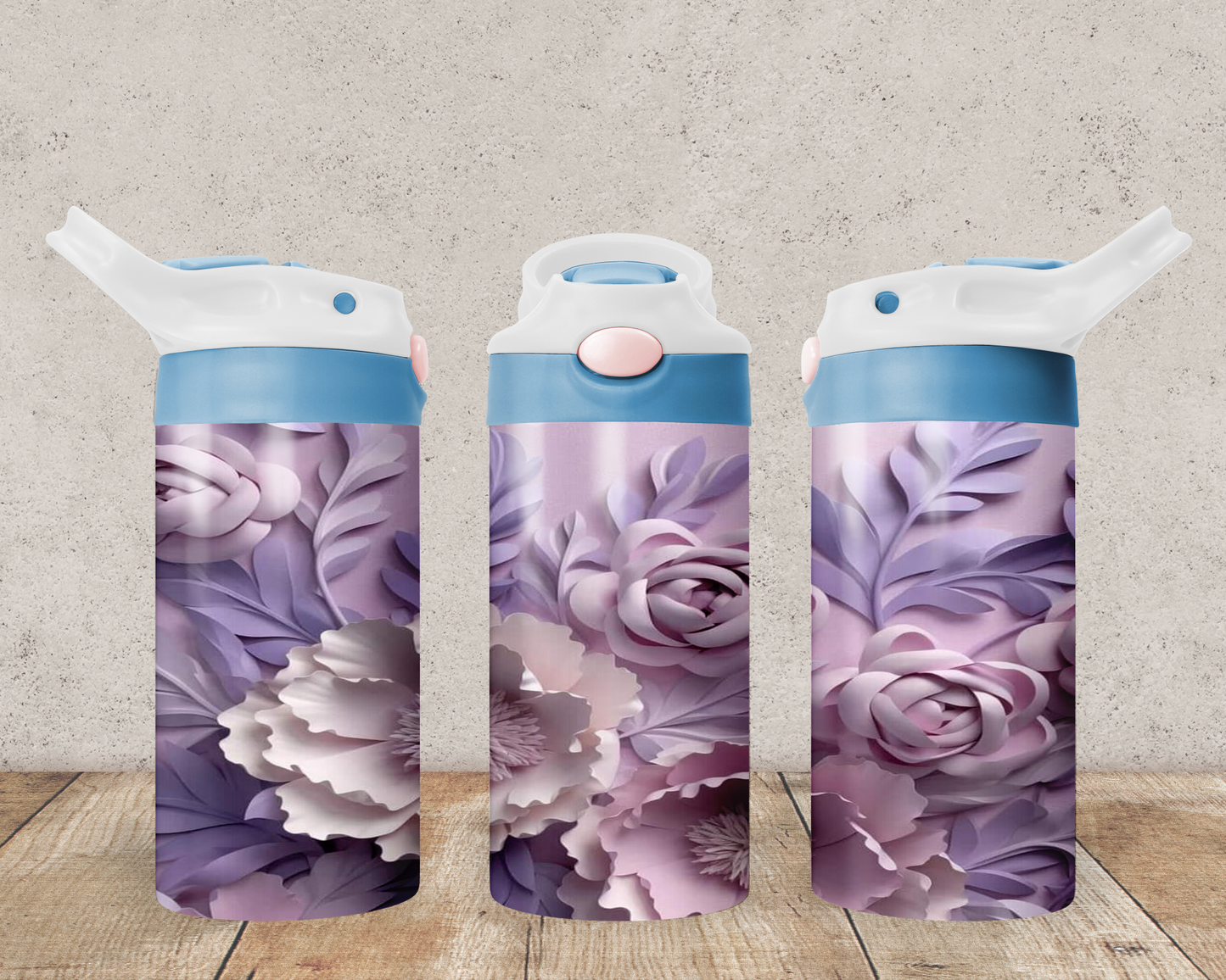 Purple 3D Flower Sippy Tumbler